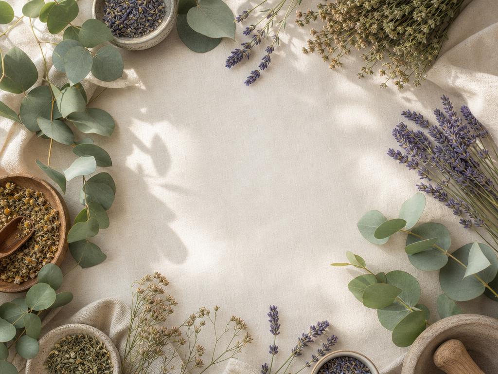 Hands holding fresh herbs and lavender